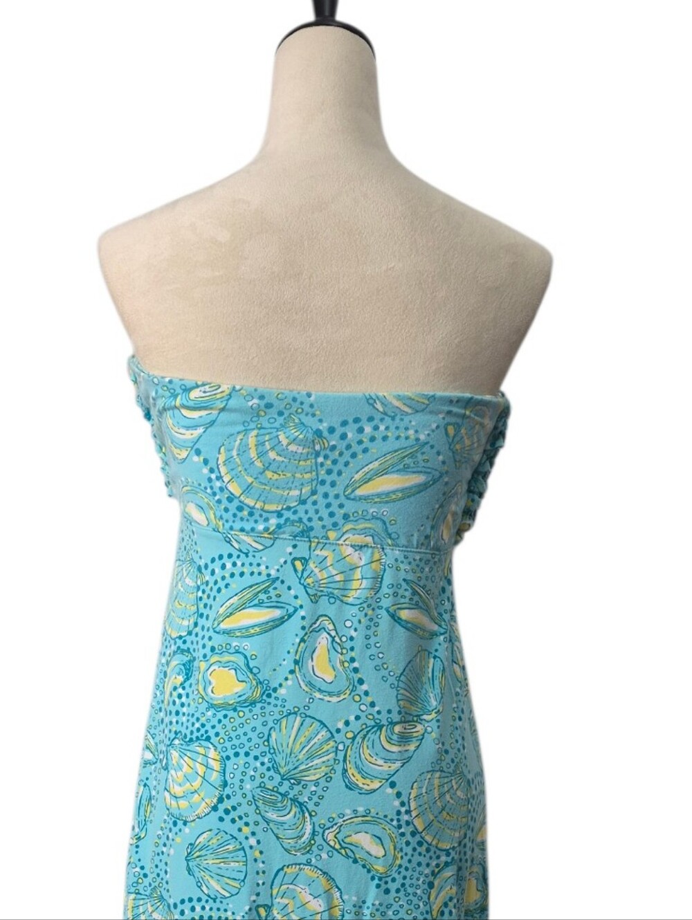Lilly Pulitzer Strapless Ruffled Bodice Shell Print Maxi Dress M Coastal Resort - Picture 13 of 14